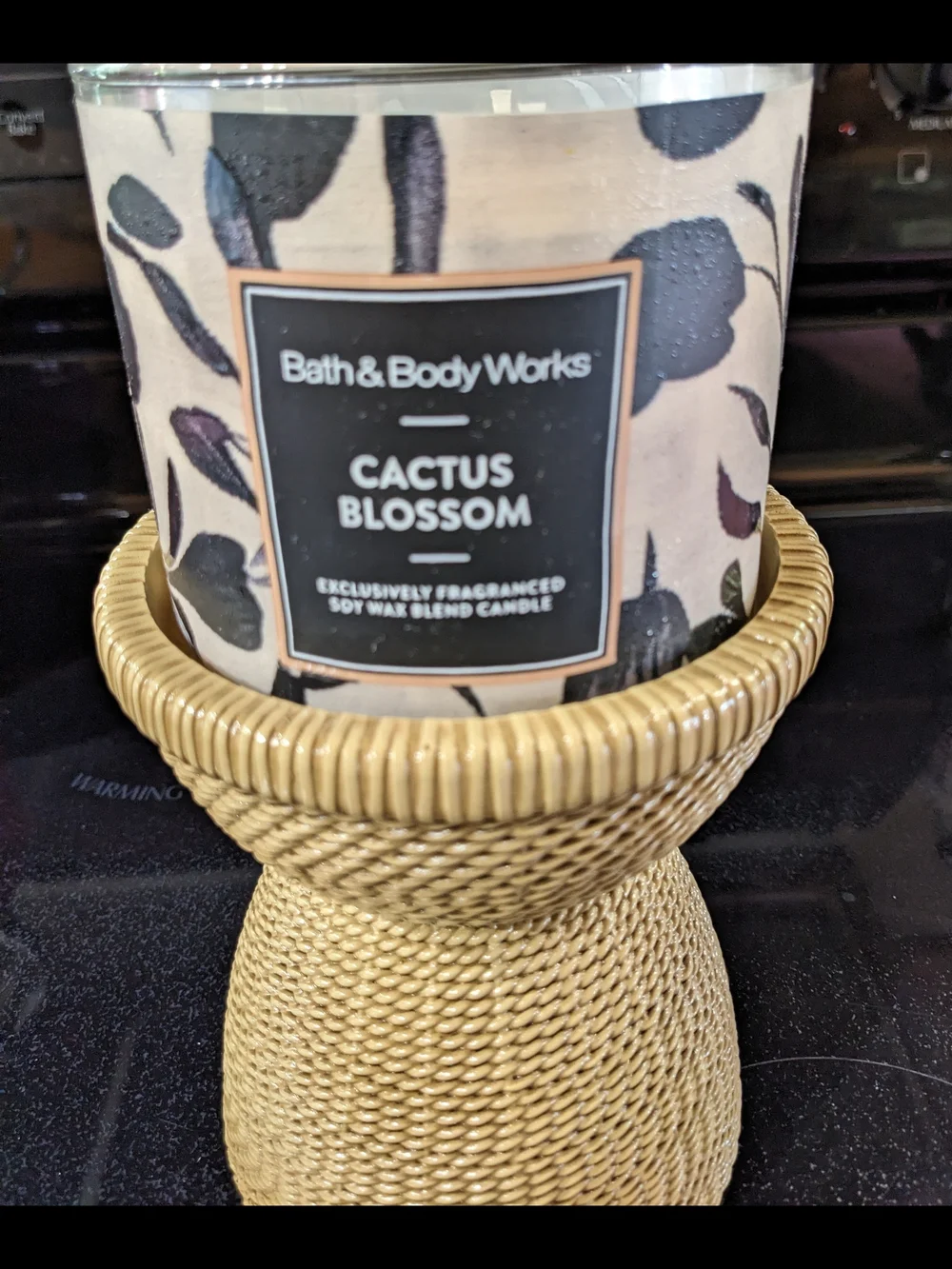 Bath & Body Works Woven Basket Candle Pedestal W/3 Wick Cactus Blossom Boho Chic - Picture 2 of 6